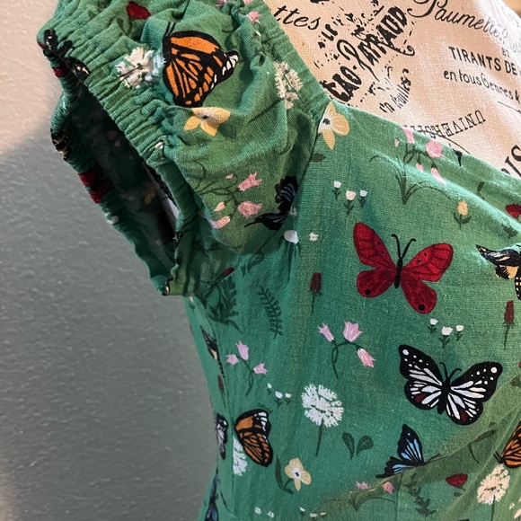 Collectif Green Butterfly Dolores Dress - Picture 4 of 10